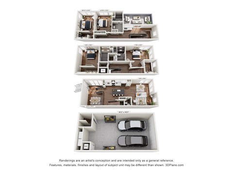 Floor plan for 4 beds, 3.5 baths, 2859 sqft